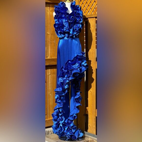 🆕 BRONX & BANCO 🧿 NWOT Aurora Cobalt Blue Gown, Sz L / US 8 - Picture 5 of 15